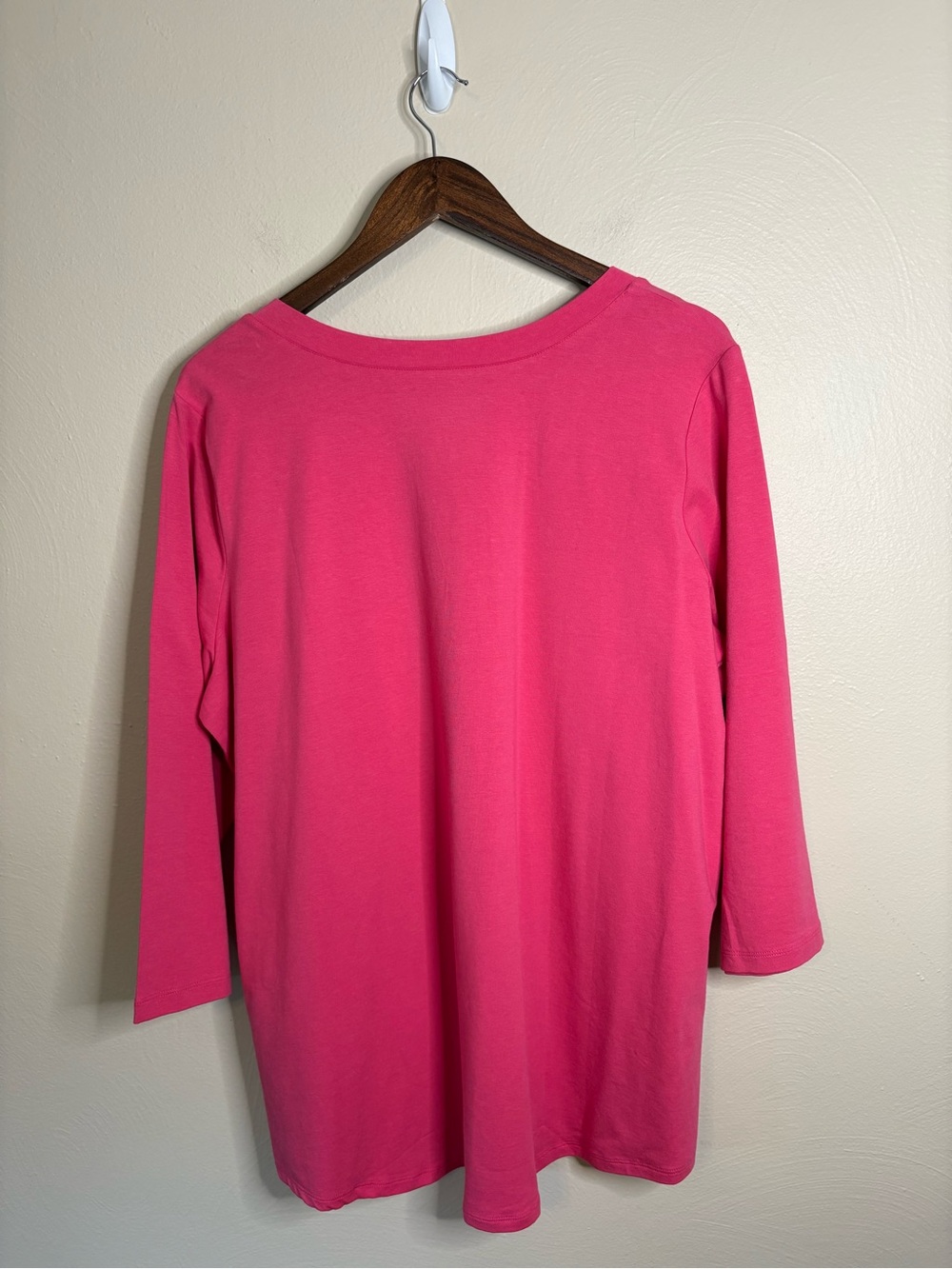 Susan Graver Weekend Cotton Pink V-Neck Tunic Top XL 3/4 Sleeve Stretch Casual - Picture 4 of 9